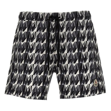 Moncler Men Logo Print Swim Shorts