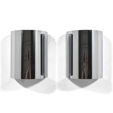 Pair of Chrome Wall Sconces in the Manner of Jere