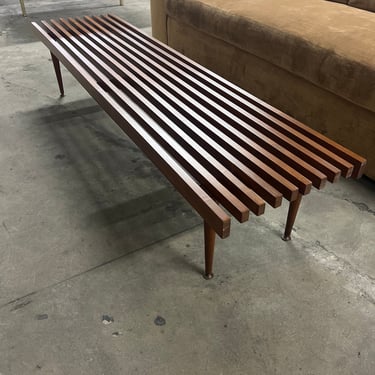 Mid Century Vintage 1960s refinished Slat bench coffee table 