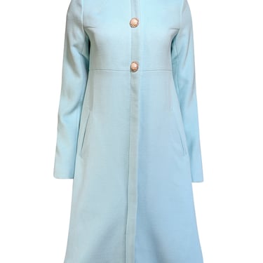 Julie Brown - Light Blue Coat w/ Rhinestone Applique Buttons Sz S