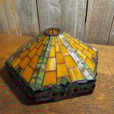 Tiffany Style Slag Glass Shade, 14 x 6