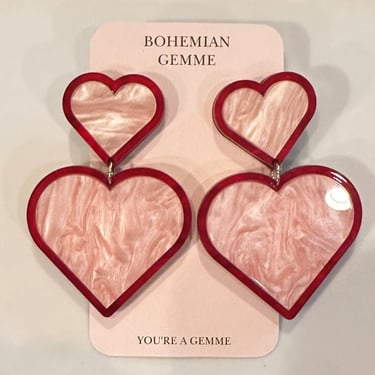 Sample Sale Pink &amp; Red Heart  Earrings