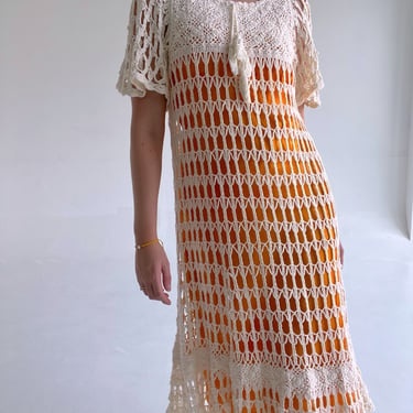 1970's Cream Crochet Dress