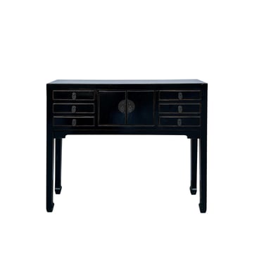 Gloss Black Lacquer 6 Drawers Narrow Slim Console Foyer Side Table ws4479E 