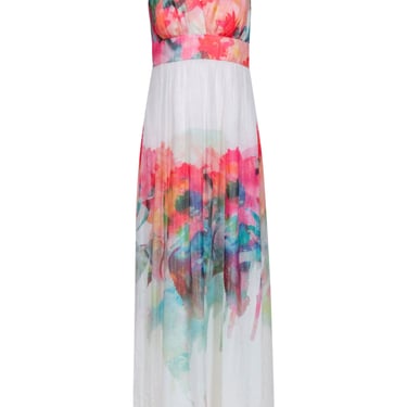 Nicole Miller - Watercolor Floral Print Sleeveless Maxi Dress Sz 0