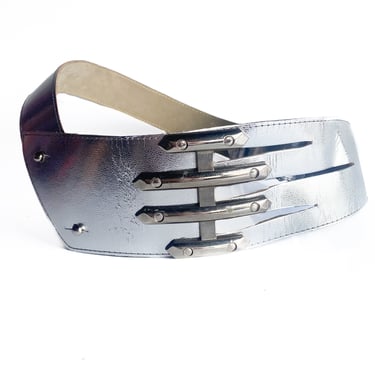 Silver Abstract Hand Belt, sz XS-L