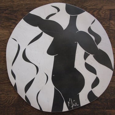Original MIA Large CERAMIC PLATTER 20" dia. Matisse Nude Studio Pottery Plate Charger Abstract Mid-Century Modern Art vintage eames knoll 