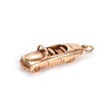 Vintage 1950s 14K Gold Car Charm, 50s Convertible Car Charm with Moving Wheels, Classic Car Pendant, Unique Vintage Gold Pendant, 30mm 