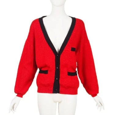 PAYMENT #2: Emanuel Ungaro 1980s Vintage Red Wool Tie-Back V-Neck Cardigan 