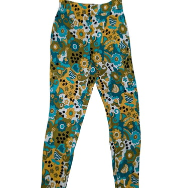 Dolce & Gabbana - Teal, Olive, Yellow, Black, & White Print Pants Sz 6