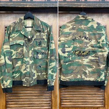 Vintage 1980’s Military Camo Souvenir Tour Tank Embroidery Workwear Jacket, 80’s Rip Stop, Vintage Clothing 
