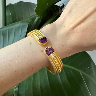 Givenchy Etruscan Brushed Gold Purple Crystal Bracelet