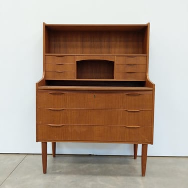 Vintage Danish Mid Century Modern Teak Secretary Desk 
