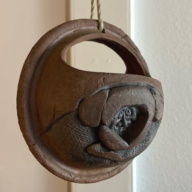 Vintage stoneware hanging planter