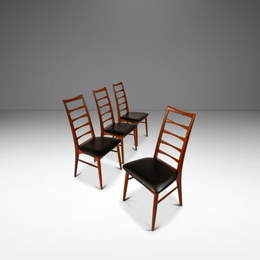 Set of Four (4) Danish Modern "Lis" Ladderback Dining Chairs in Teak by Niels Koefoed for Koefoeds Hornslet, Denmark, c. 1960's 