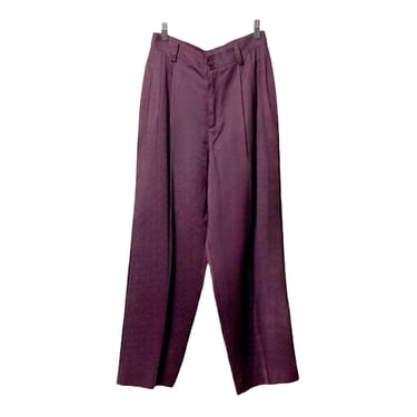 High Waisted Trousers, Vintage 90s Pants, High Rise Pleated Tapered Leg Loose Fit Eggplant Purple Liz Claiborne Minimal Simple All Seasons 