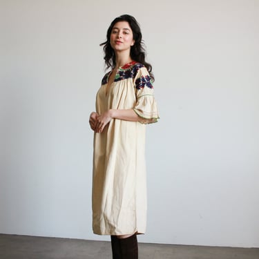 Vintage 1930s Romanian Embroidered Linen Dress 