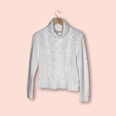 Vintage White Wool / Angora Turtleneck Sweater Jones New York Size Small Petite 