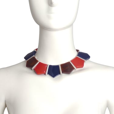 YVES SAINT LAURENT- c.1980 Multi Color Resin Choker