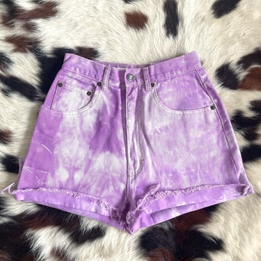 Vintage 90s High-Waist Purple Tie Dyed Denim Shorts -- Size 26 
