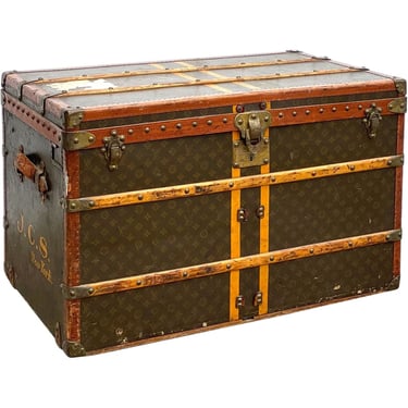 1930s Original French Louis Vuitton for Arthur Gilmore Classic LV Monogram Canvas Steamer Travel Trunk 