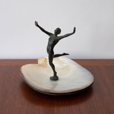 Art Deco Nude Bronze & Shell Trinket Dish