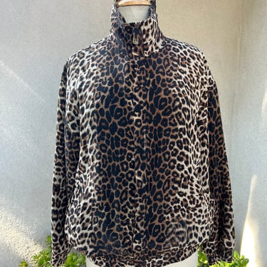 Wounded Bird Vintage silk leopard print bomber jacket Sz M by Fuda International 