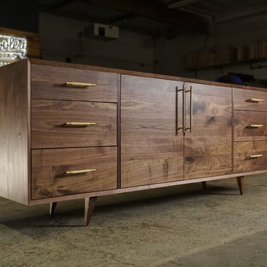 Hernandez Console, 6 Drawers, Mid-Century Modern Credenza, Modern Sideboard, Solid Wood Sideboard (Shown in Walnut) 