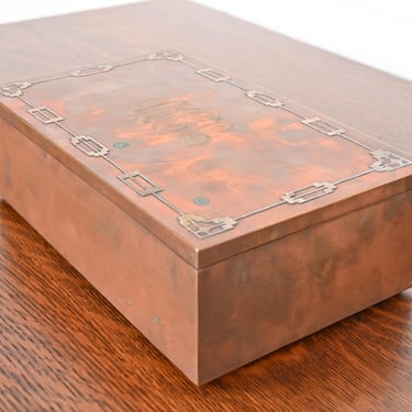 Heintz Arts & Crafts Sterling Silver on Bronze Humidor Cigar Box