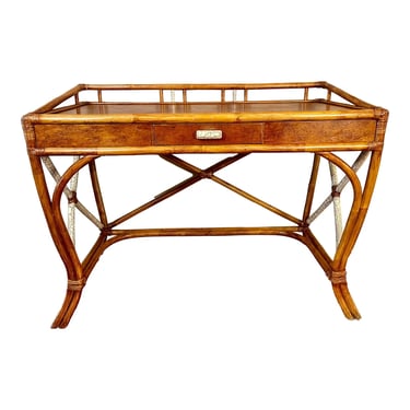 Vintage Bamboo Desk or Console in the Style of Tommi Parzinger, 1970