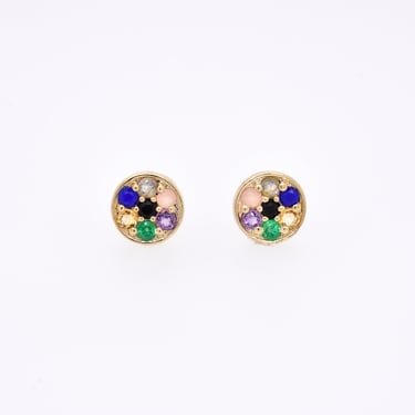 Rainbow Compass Earrings -  "Love You" Message - 7 Stones