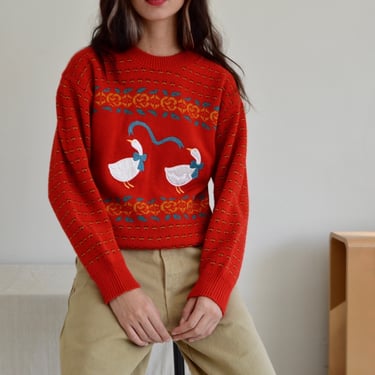 crewneck fair isle pullover with 90s geese 