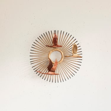 Mid-Century C. Jere Sunburst Birds / Curtis Jere Vintage Wall hanging / Sunburst Geese in Flight / 1960's / Brutalist Wall Sculpture 
