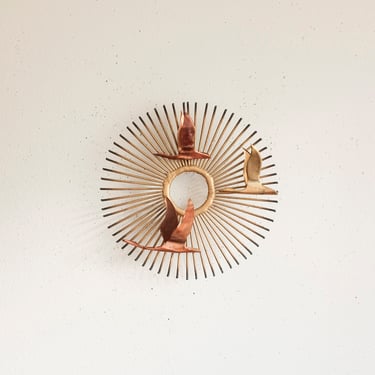 Mid-Century C. Jere Sunburst Birds / Curtis Jere Vintage Wall hanging / Sunburst Geese in Flight / 1960's / Brutalist Wall Sculpture 