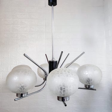 Vintage Ceiling Light/Midcentury Modern Ceiling Lamp /Six Milky White Bulbs Chandelier / Retro Pendant Light/ Old Lightning / 70s Yugoslavia 