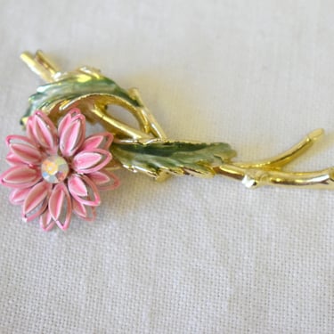 1960s Pink Flower Brooch 