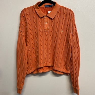 Orange knit polo sweater