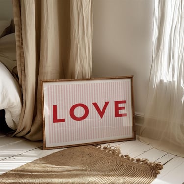 Love Poster with Hearts, DIGITAL DOWNLOAD, Frameable prints, Printable, Various Frame Sizes 