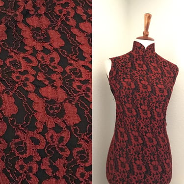Vintage lace floral red and black cheongsam size xs 