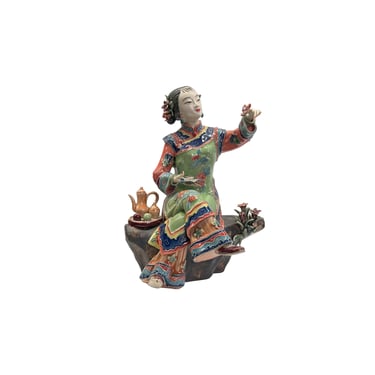 Chinese Porcelain Qing Style Dressing Tea Bird Lady Figure ws4049E 