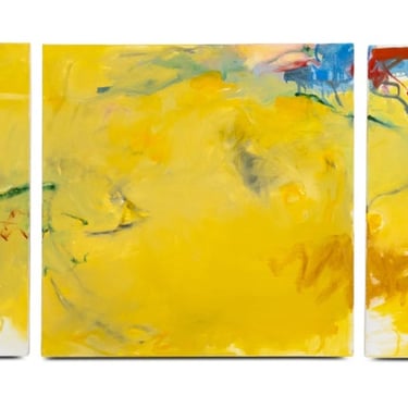 Robert O'Meara Abstract in Yellow Triptych Oil