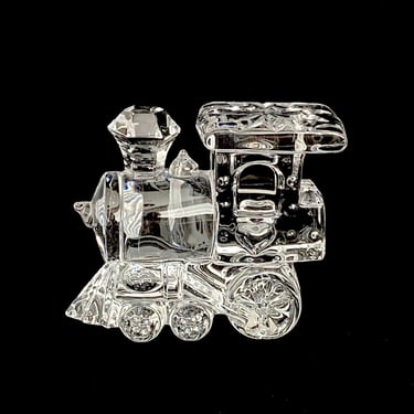 Vintage Fine Whimsical Crystal Train Locomotive Figurine Sculpture Paperweight German Crystal JONAL 