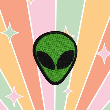 Alien Patch - 90s 1990s Vintage Style Iron On Patch for Crafting Projects Denim Jackets Hats Backpacks 