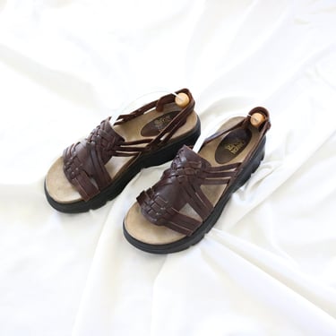 leather + cork platform sandals - 10 