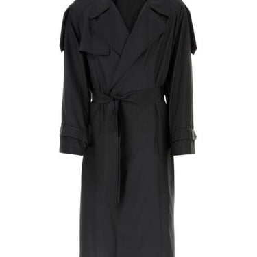 Burberry Men Black Silk Trench Coat