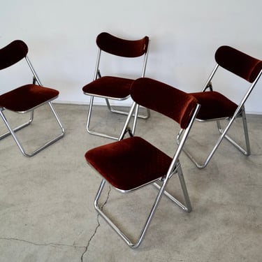 Set of Four Mid-century Modern Chrome Dining Chairs 