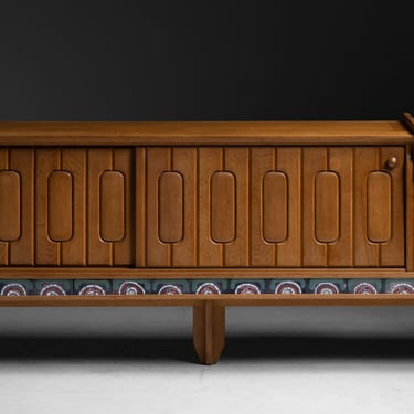 Oak &amp; Ceramic Sideboard by Guillerme &amp; Chambron