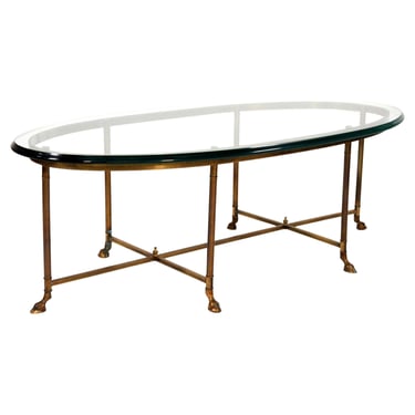 Brass and Glass Hooved Feet Coffee Table by La Barge 