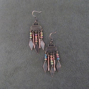 Crystal and copper gypsy chandelier earrings 