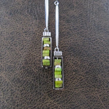 Simple green imperial jasper and silver earrings 2 